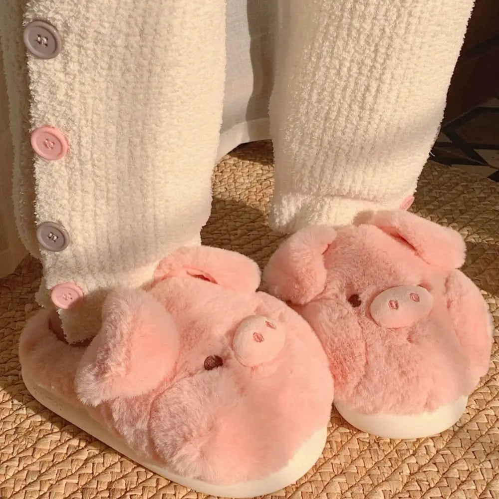 Cute Pig Plush Slippers for Kids | Adorable Winter Indoor Shoes