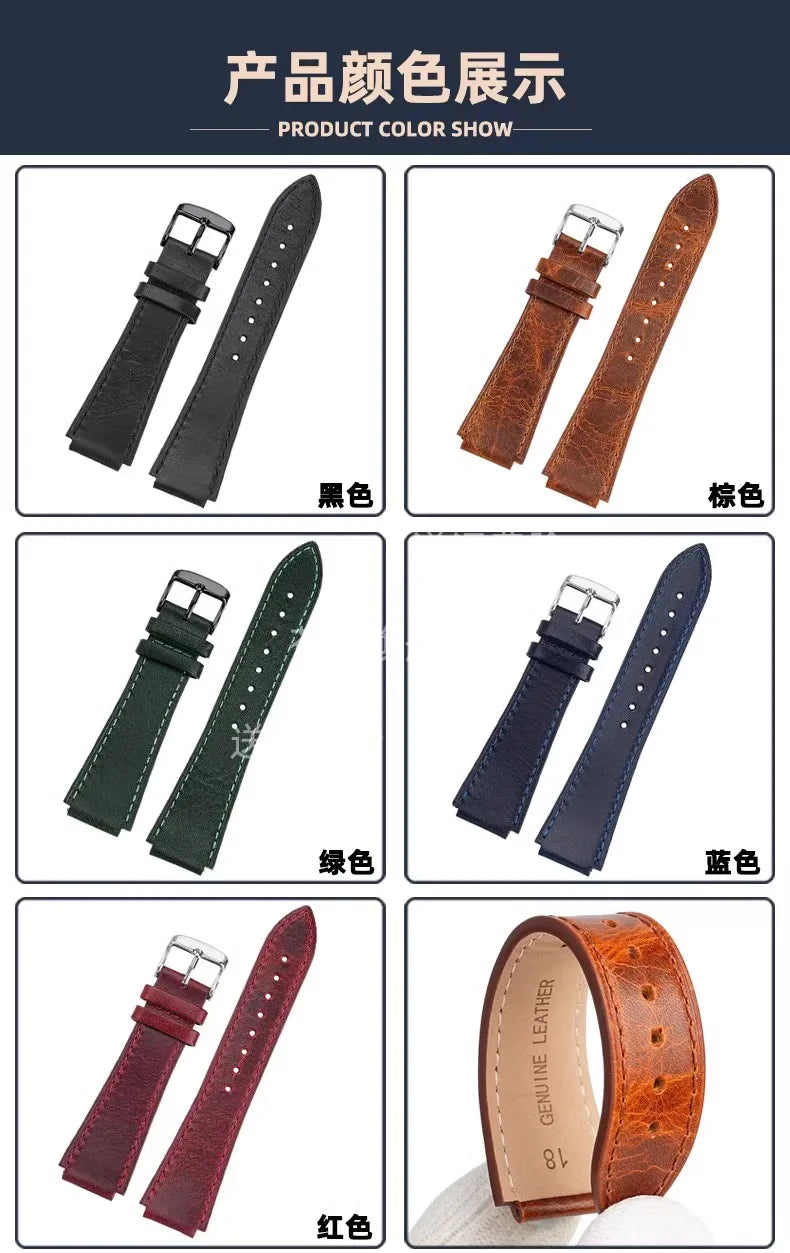 Retro Genuine Leather Watchband | Vintage Men's Bracelet 18MM