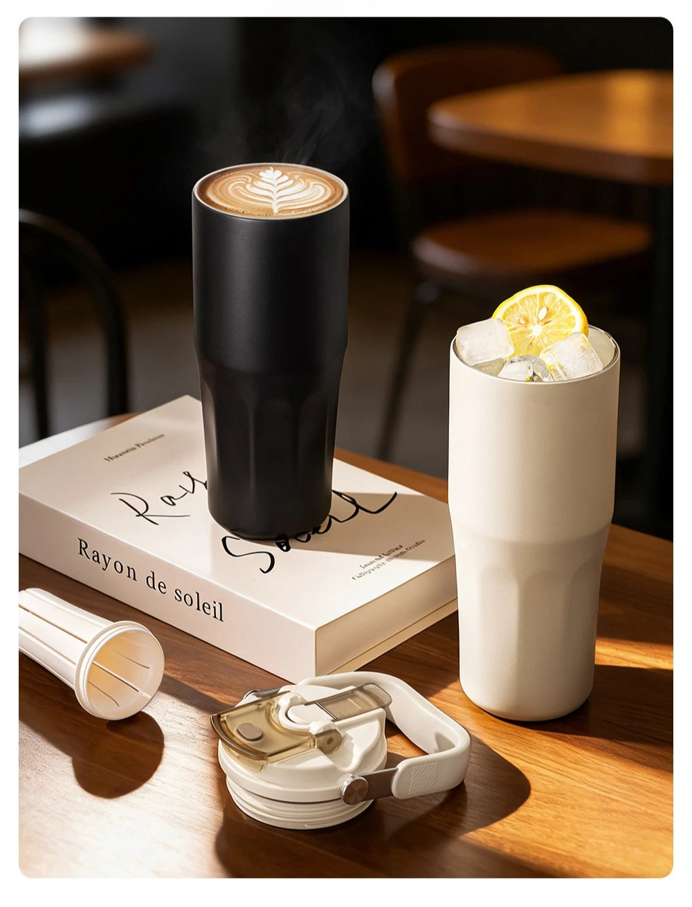 800ML Insulated Travel Tumbler with Straw & Tea Infuser | Leakproof Design