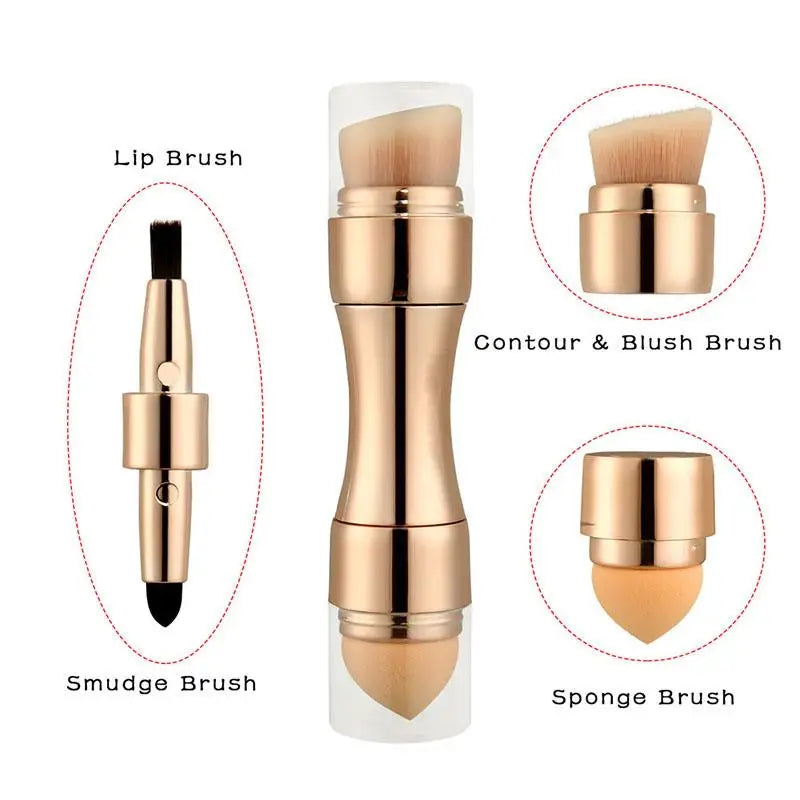 4 In 1 Makeup Brush Set | Retractable Travel-Friendly Beauty Tool