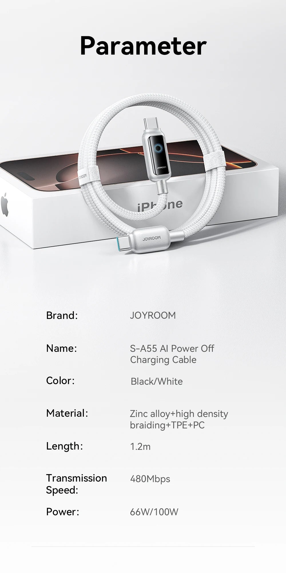 100W Fast Charge USB C Cable | Automatic Power Off Charging