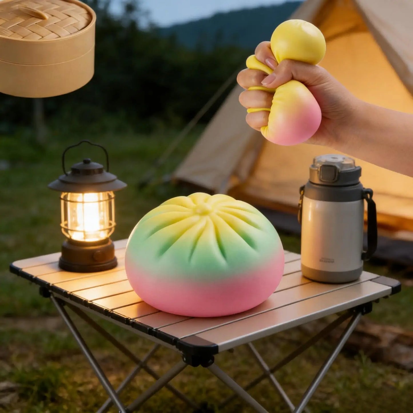 Steamed Bun Stress Ball Colorful Slow-Rise Squeeze Toy Decompression Toy Soft Anti-Stress Ball for Hands Dumpling Stress Ball