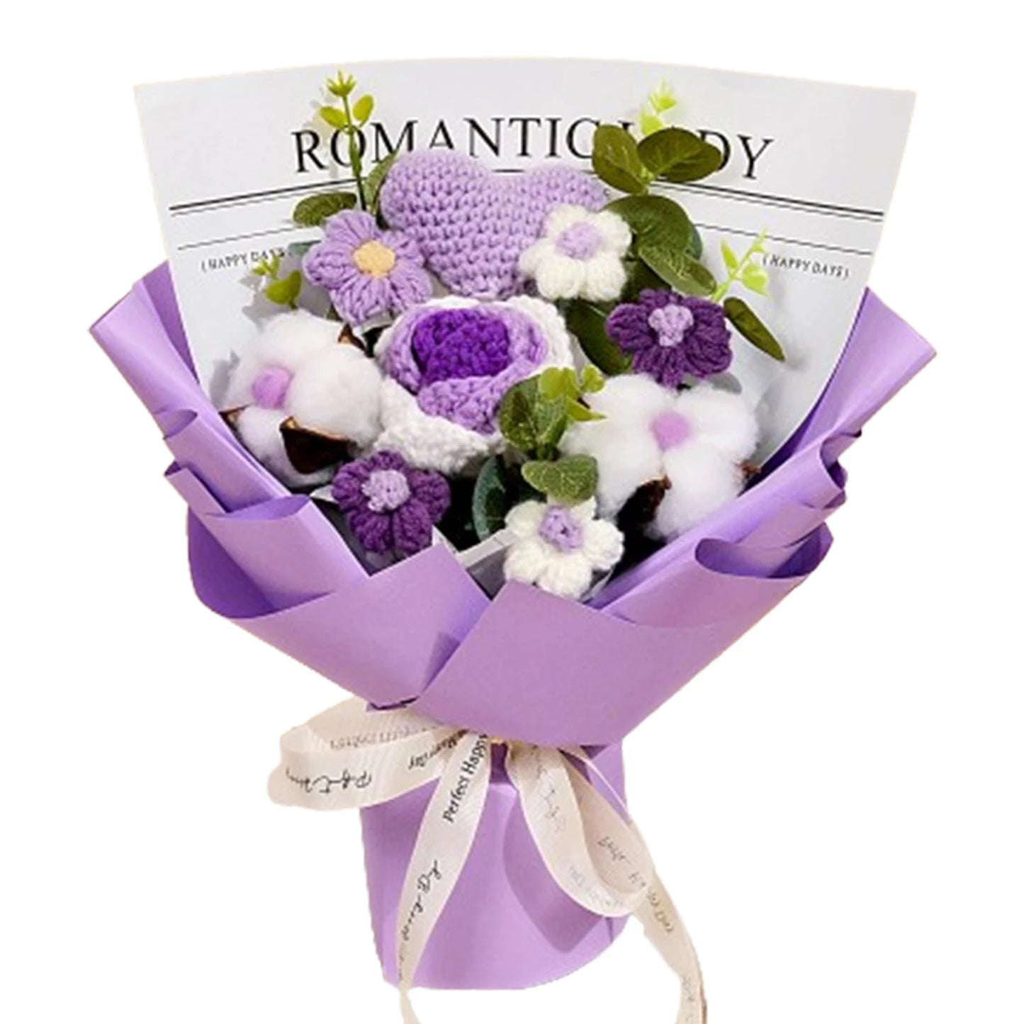 Ramo de Rosas Moradas de Ganchillo Hecho a Mano | Regalo Floral Atemporal