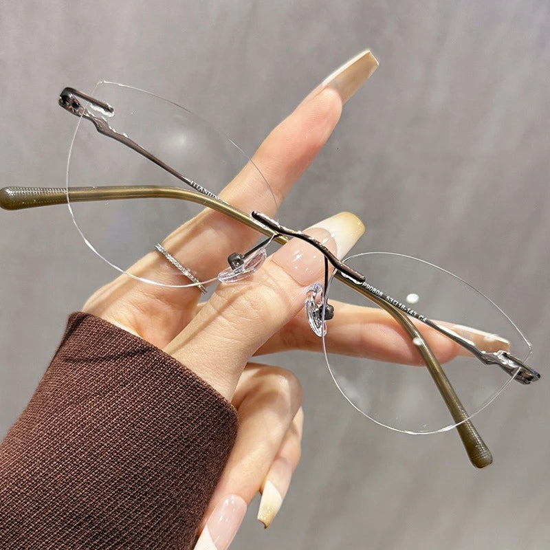 Cat Eye Prescription Rimless Glasses for Women | Stylish Eyewear