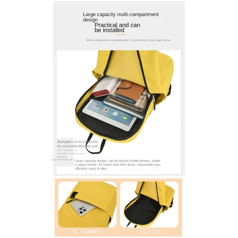 Solid color backpack colorful outdoor student bag small backpack travel bag training class school bag