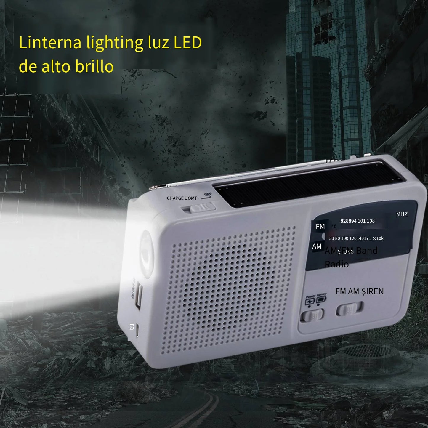 Versatile Solar-Powered Hand Crank Radio Flashlight Charger