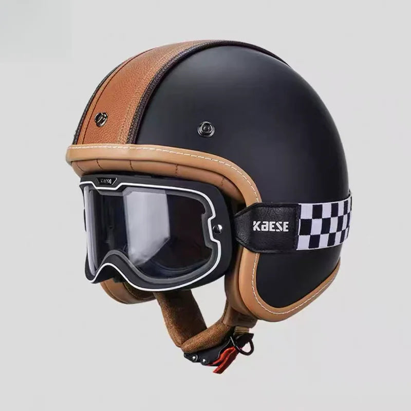 Retro Open Face 3/4 Motorcycle Helmet with Colorful Lens | DOT Certified