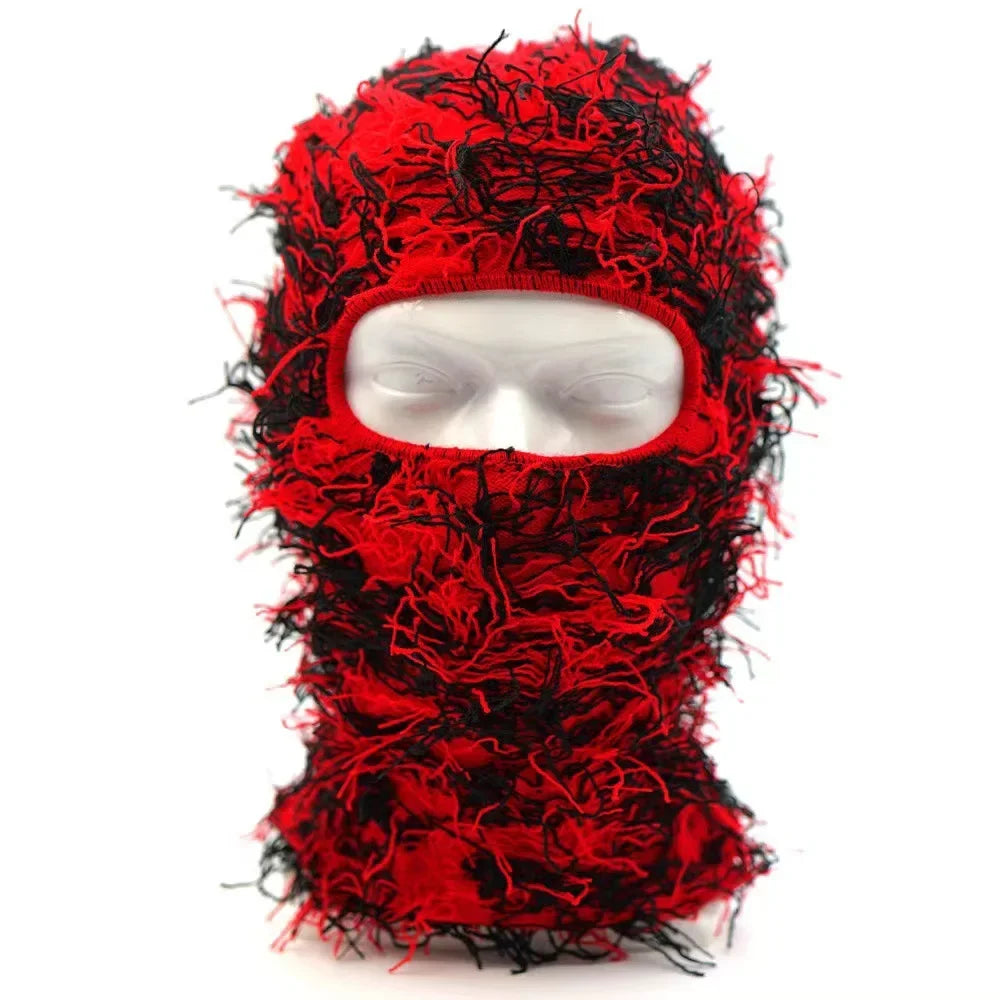 Unisex Distressed Knit Balaclava | Fuzzy Winter Ski Mask