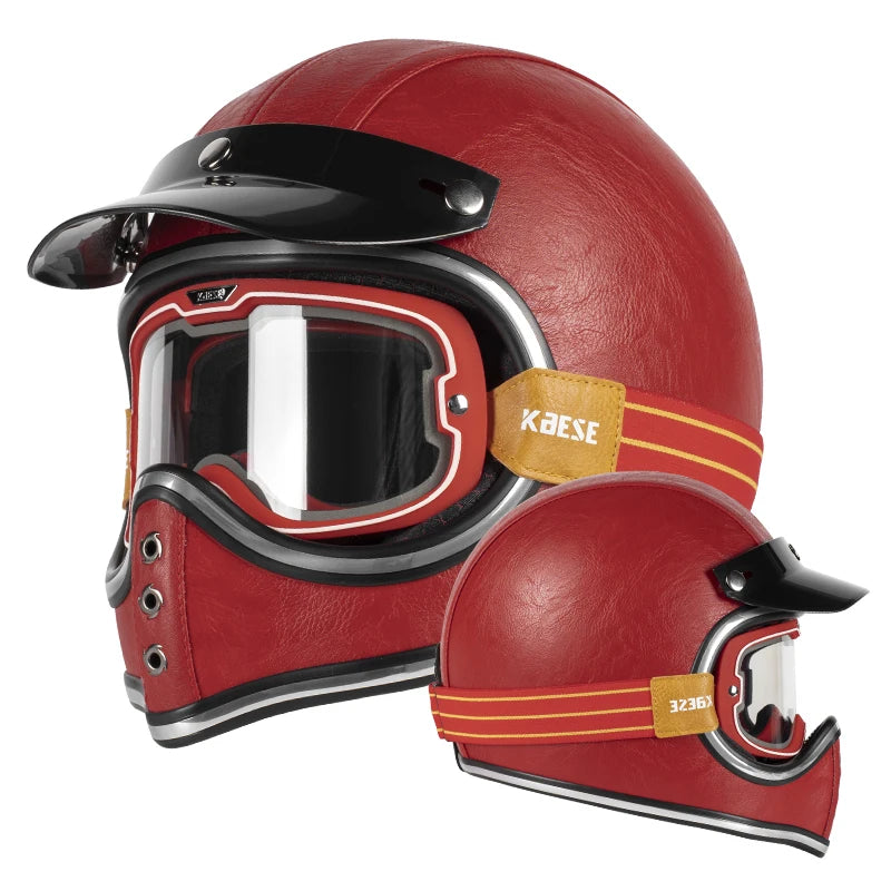 Yellow Vintage Full Face Helmet with Photochromic Goggles | Safety & Style