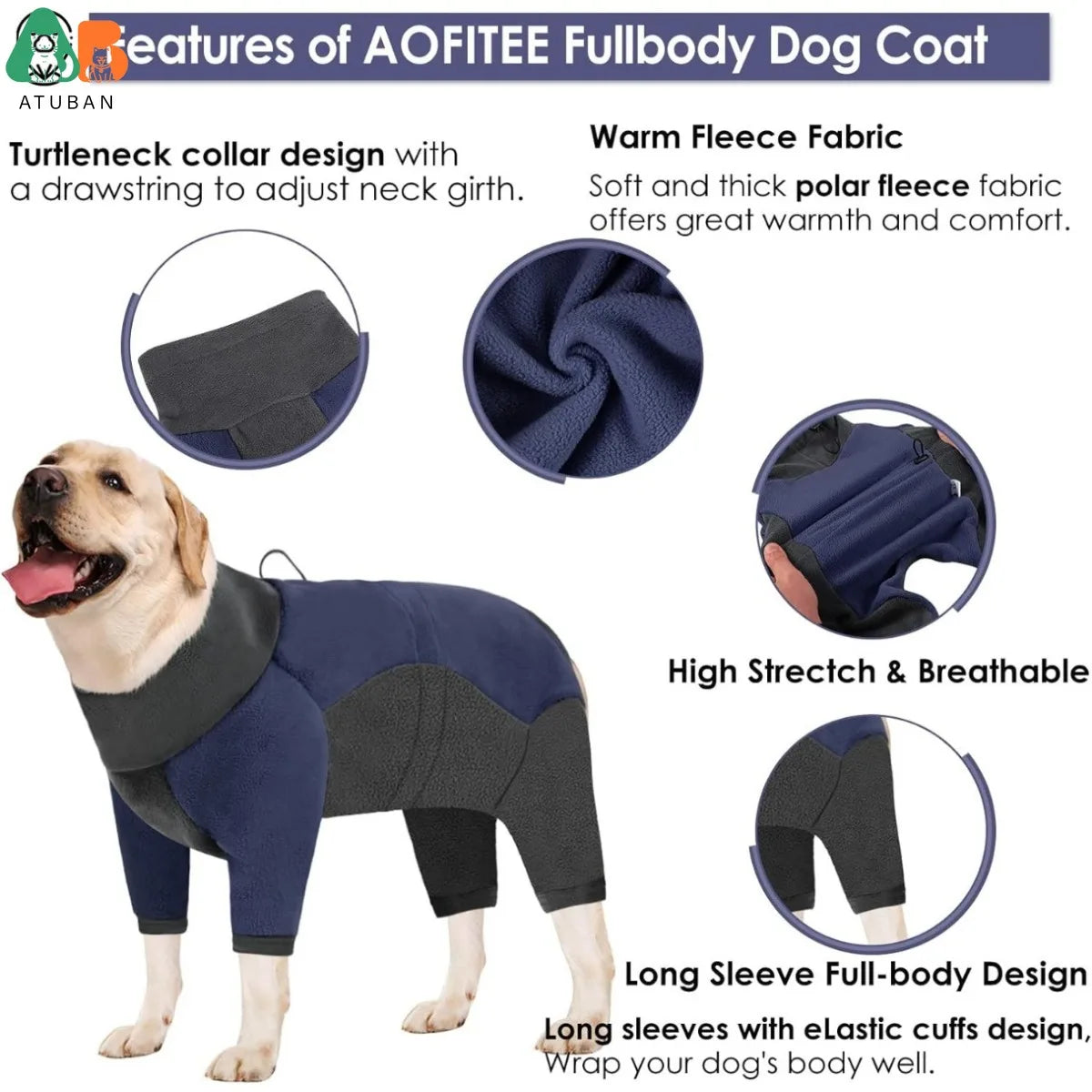 Dog Winter Coat | Warm Pullover Fleece Pajamas for Cold Weather