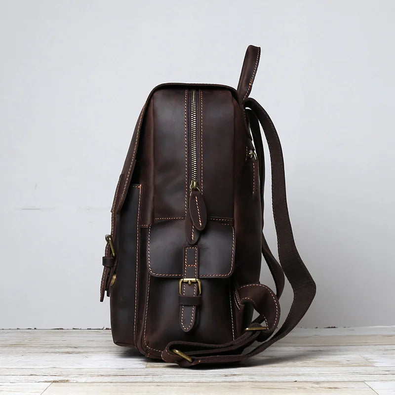 Retro Leather Backpack | Large Capacity Men’s & Women’s Travel Bag