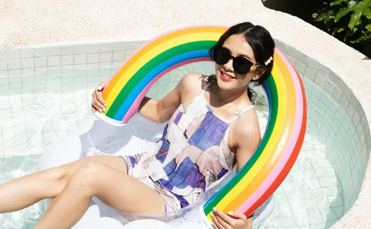 Rainbow Inflatable Swimming Ring | Fun Pool Float for All Ages