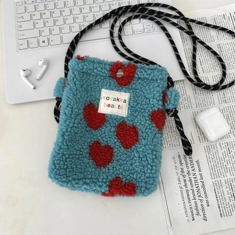 Cute Plush Dot Crossbody Bags for Women | Portable Shoulder Bag