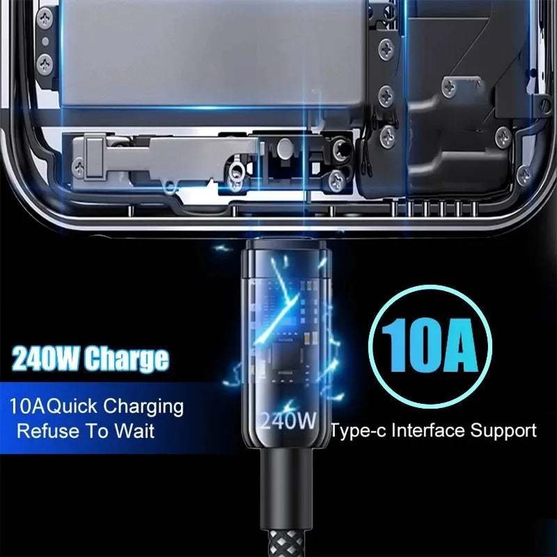 240W Fast Charging USB to Type C Data Cable for All Devices