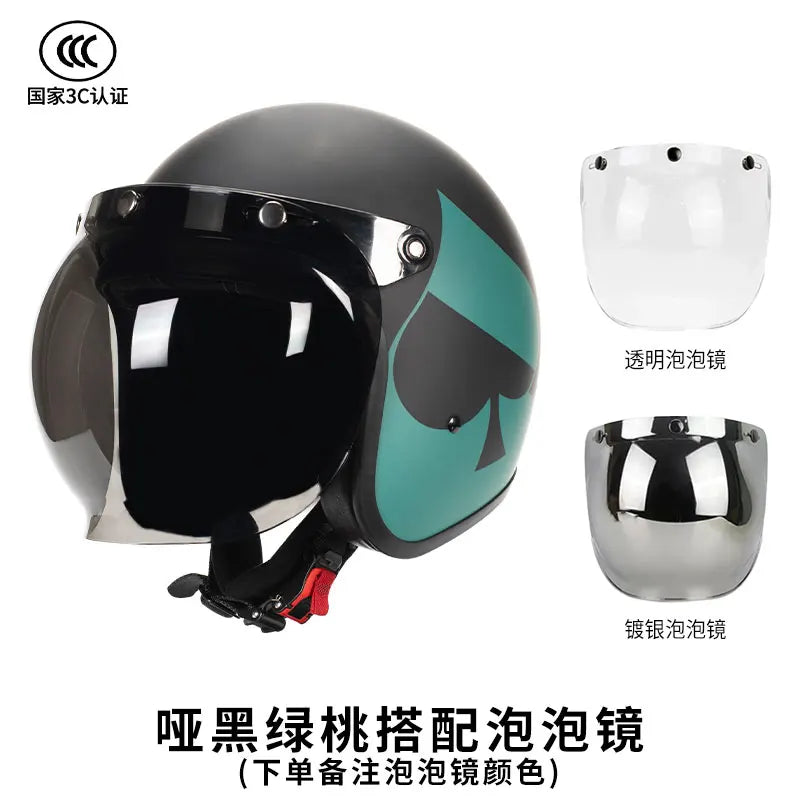 Retro Japanese Style Mouth Helmet | Personalized 3/4 Jet Casco