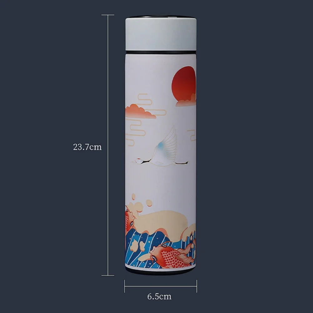 Smart Insulated Vacuum Flask with Temperature Display | Retro Design