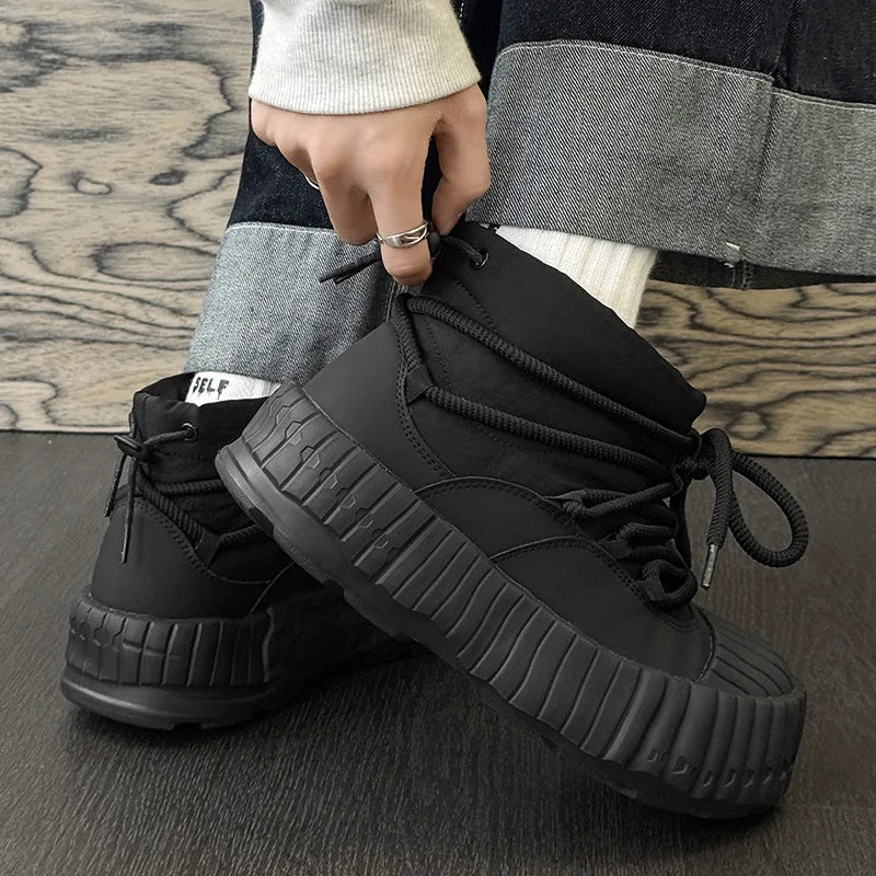 Men's Warm Split Leather Snow Boots | Cozy Winter Ankle Shoes