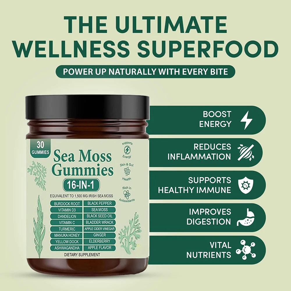 16-in-1 Sea Moss Gummies with Turmeric & Vitamin C | Immune Support