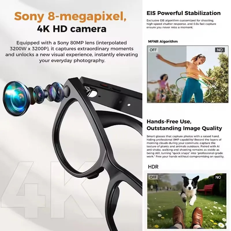 AI Smart Glasses | Real-Time Translation, Video Recording & Music