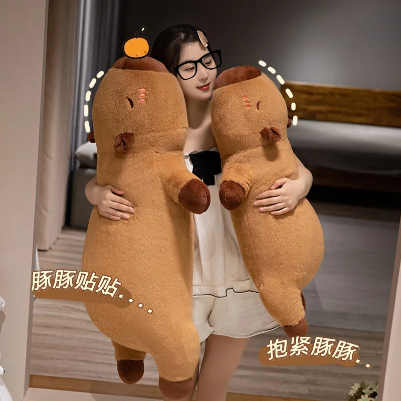 Long Capybara Cartoon Pillow | Comfortable Plush Cushion for Rest