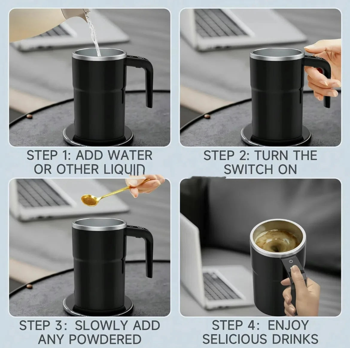 380ML Mini Electric Self Mixing Mug | Waterproof & Rechargeable