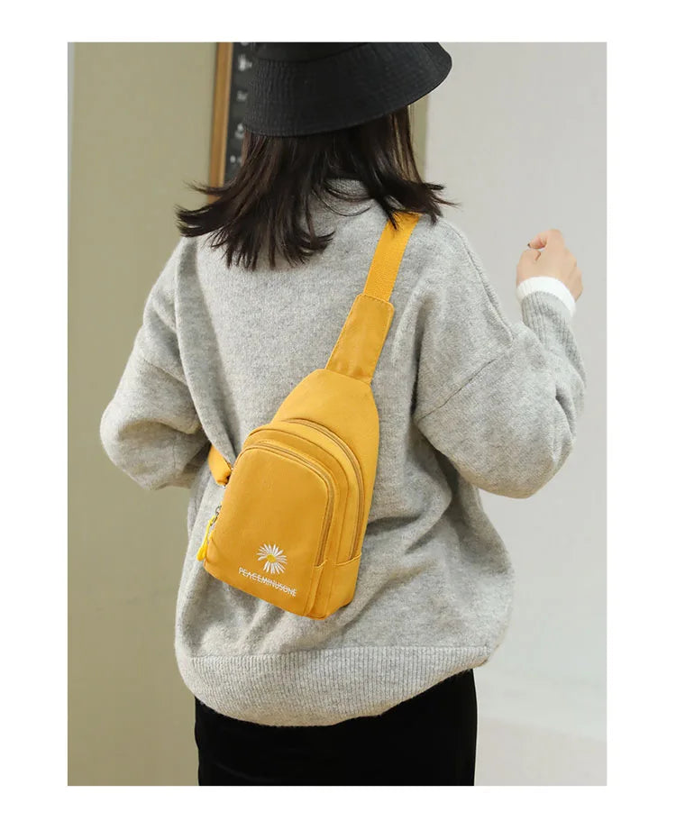 Chic Embroidered Canvas Chest Bags for Women | Versatile Crossbody Style