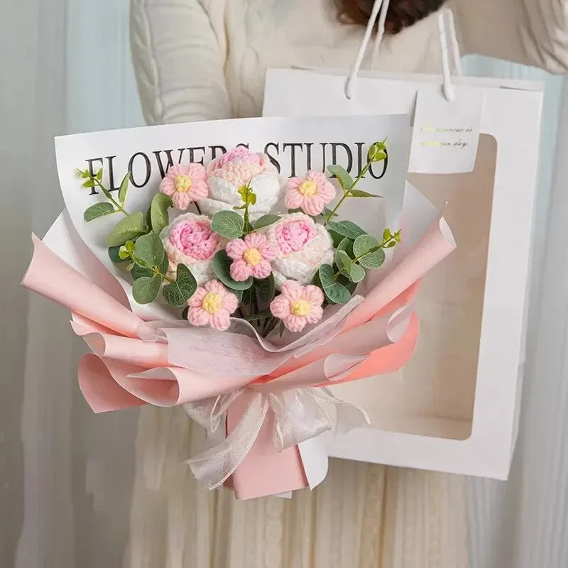 Ramo de flores artificiales hecho a mano | Regalo eterno de girasol y margarita