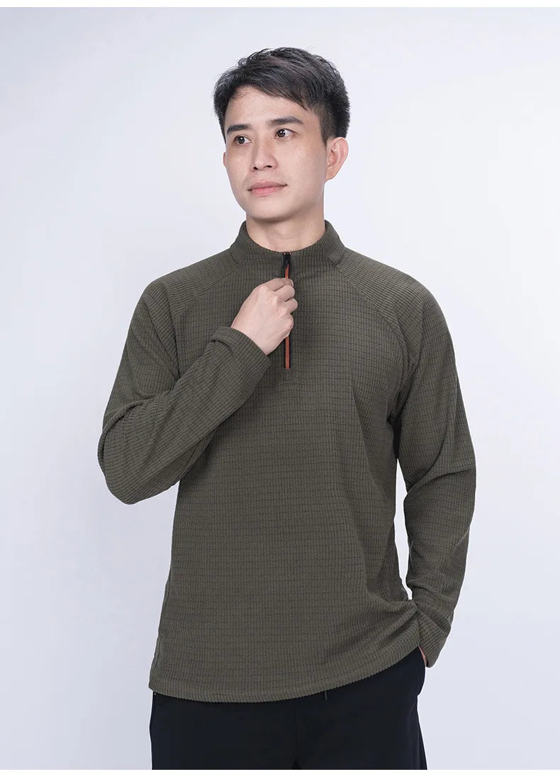 Men's Tactical Grid Fleece Pullover | Comfortable Warm Layer