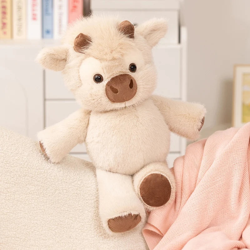 Adorable Highland Cattle Plush Toy | Huggable Running Cow Stuffed Animal