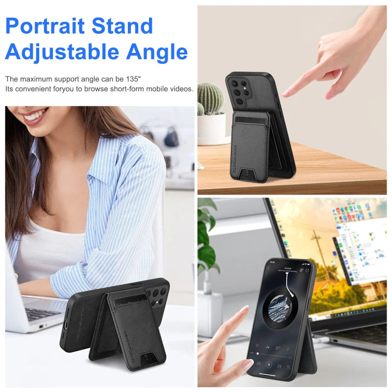 Magnetic Wallet Card Slot Holder Leather Phone Case