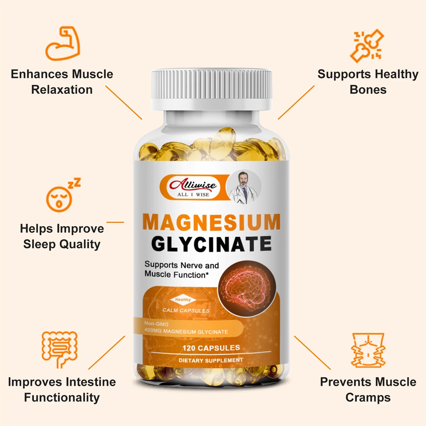 High Absorption Magnesium Glycinate Supplement | 500mg with Zinc & D3