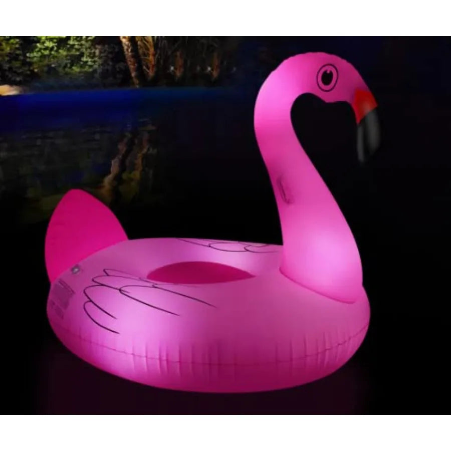 Large Solar-Powered Flamingo Pool Float with LED Lights