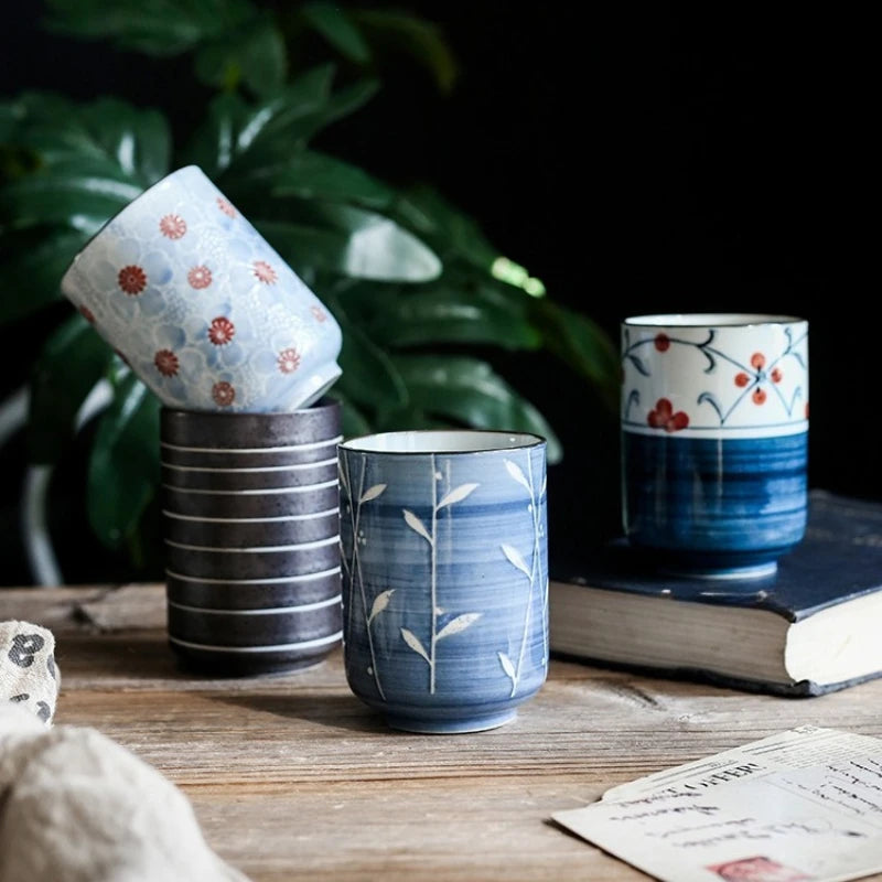 Taza de té japonesa pintada a mano | Taza de cerámica vintage