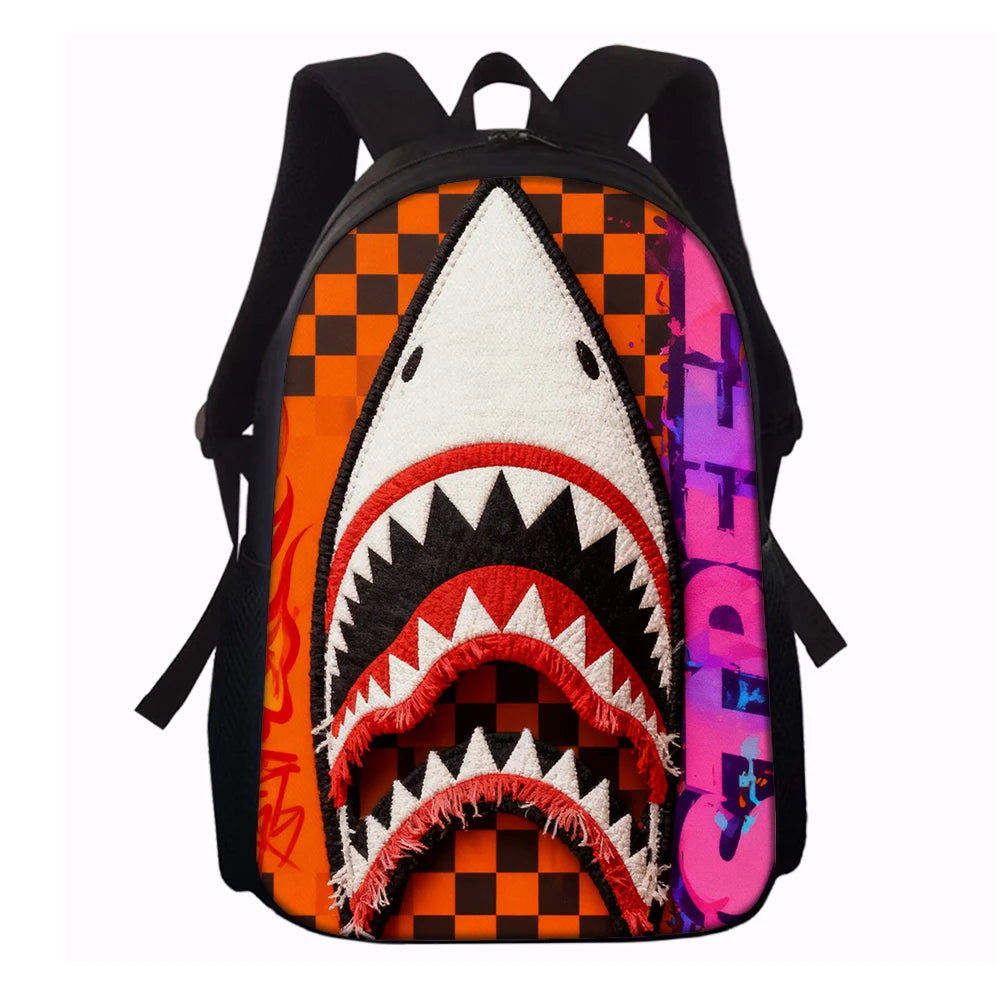 Trendy Shark Graphic Backpack Set | Perfect for School & Fun