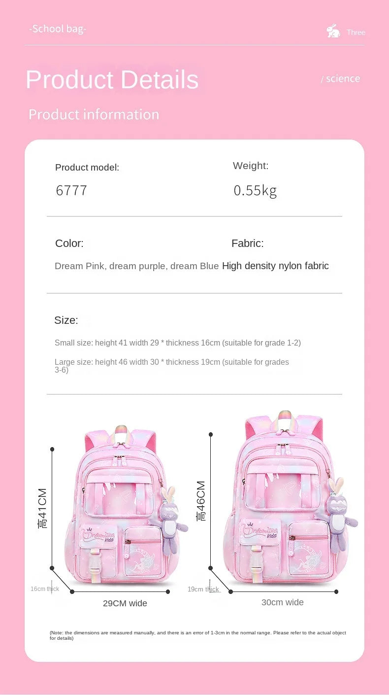 Cute Waterproof Rainbow Backpack for Girls | Spine Support Design