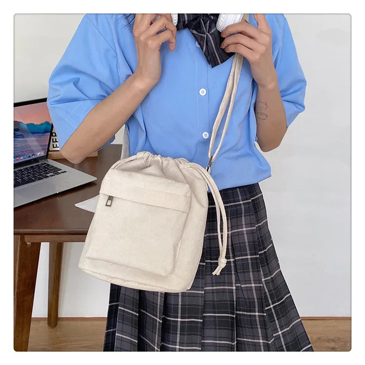 Casual Women's Drawstring Bucket Shoulder Bag | Stylish & Versatile