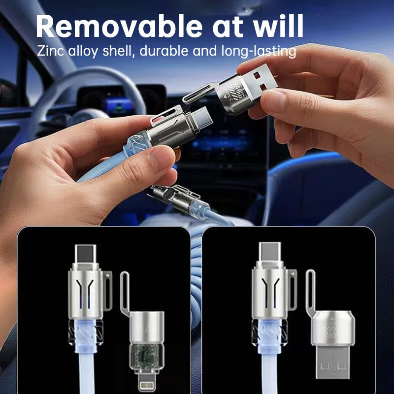 4-IN-1 RGB USB Type C Fast Charger & Data Cable - 1.8M