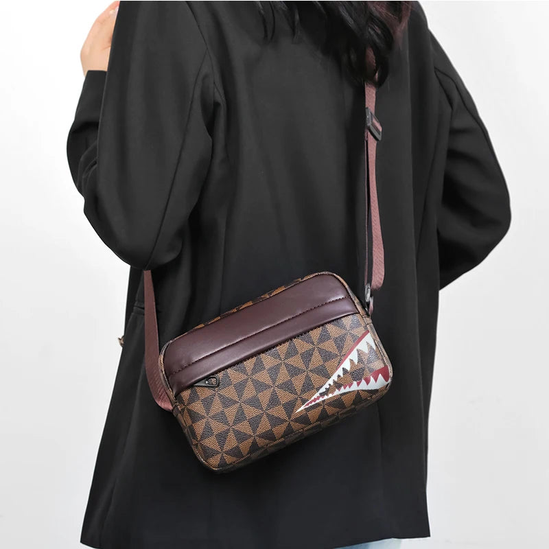 Stylish Shark-Pattern Men's Crossbody Bag | Practical Casual Shoulder Bag