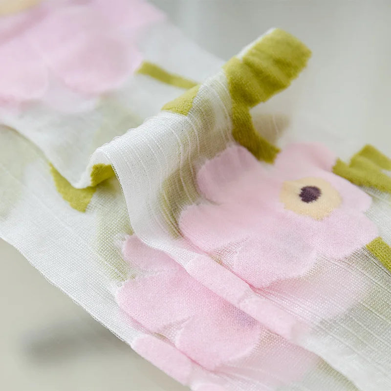 Floral Print Knee High Socks | Stylish Ultra-Thin Summer Stockings