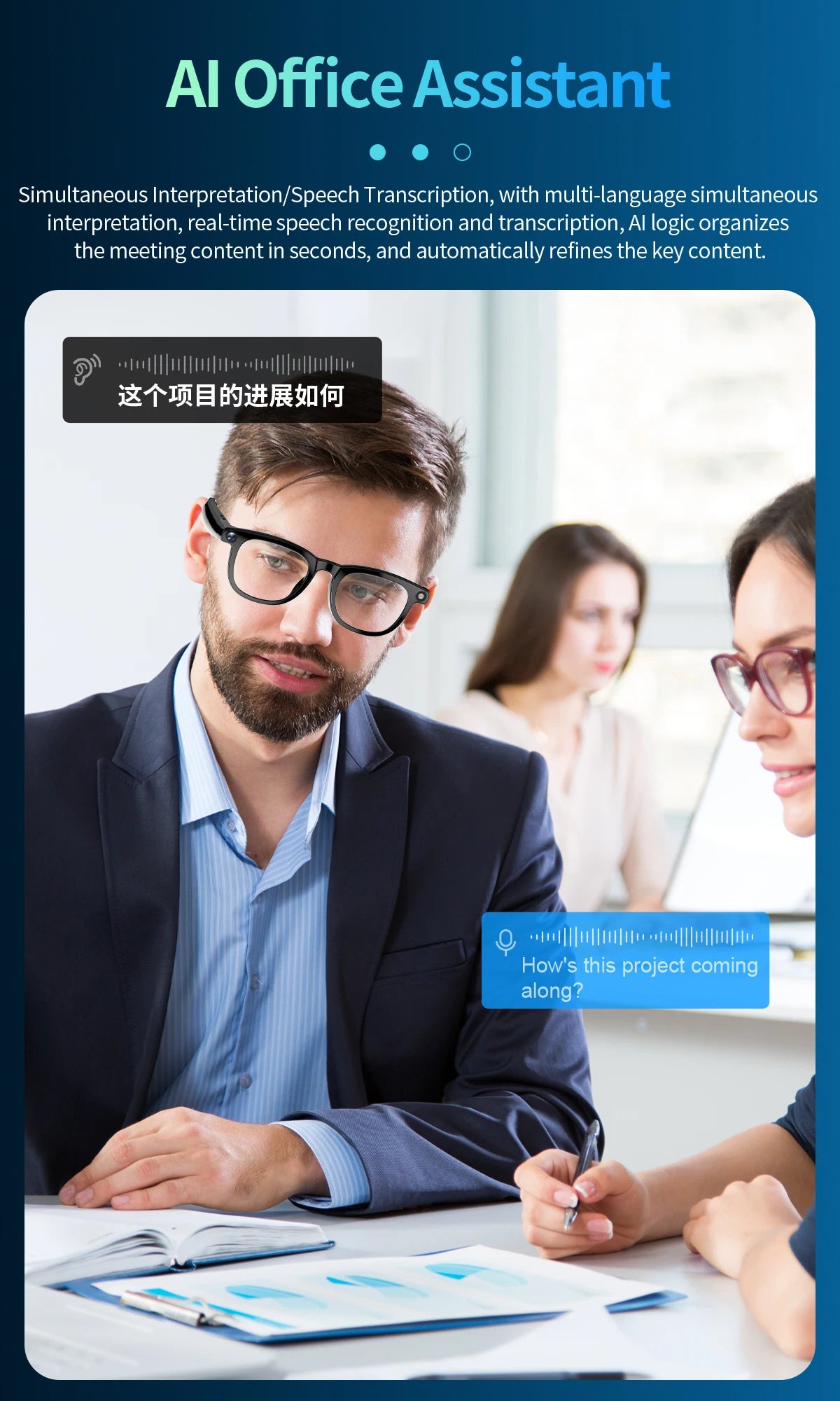 4K Smart AI Glasses with Camera and Voice Translation Features