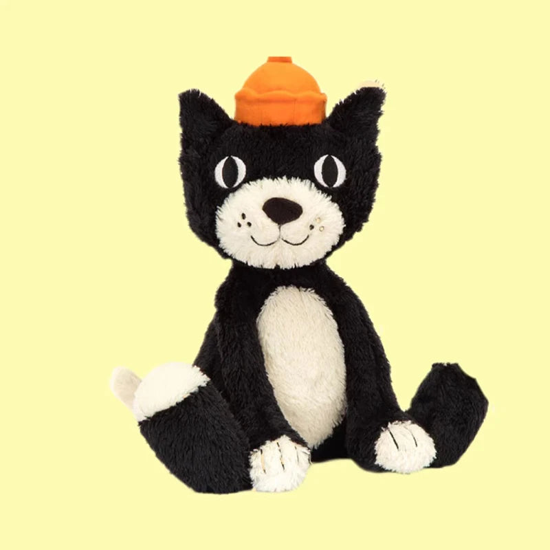 Cute Black and White Cat Plush Doll | Soft Healing Companion Pillow
