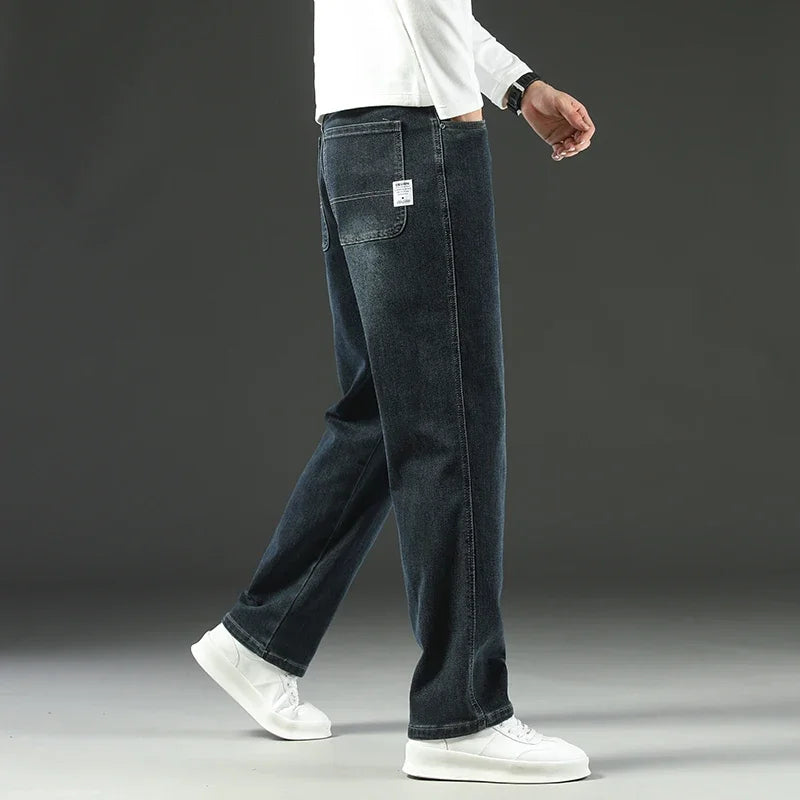 Men's Baggy Straight Wide Leg Jeans | Stylish Business Casual Pants