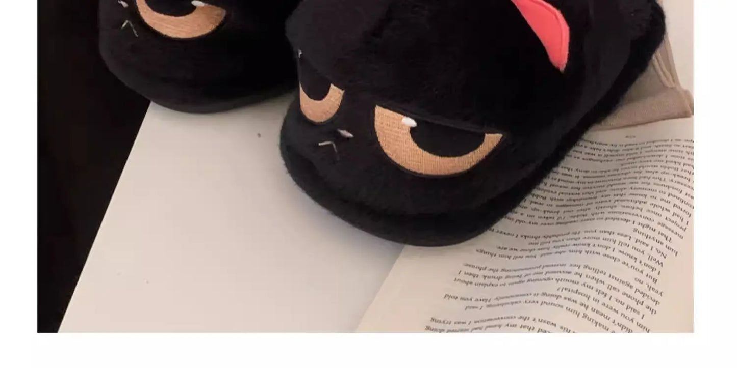 Unisex Cute Cartoon Cat Plush Slippers | Cozy Winter House Shoes