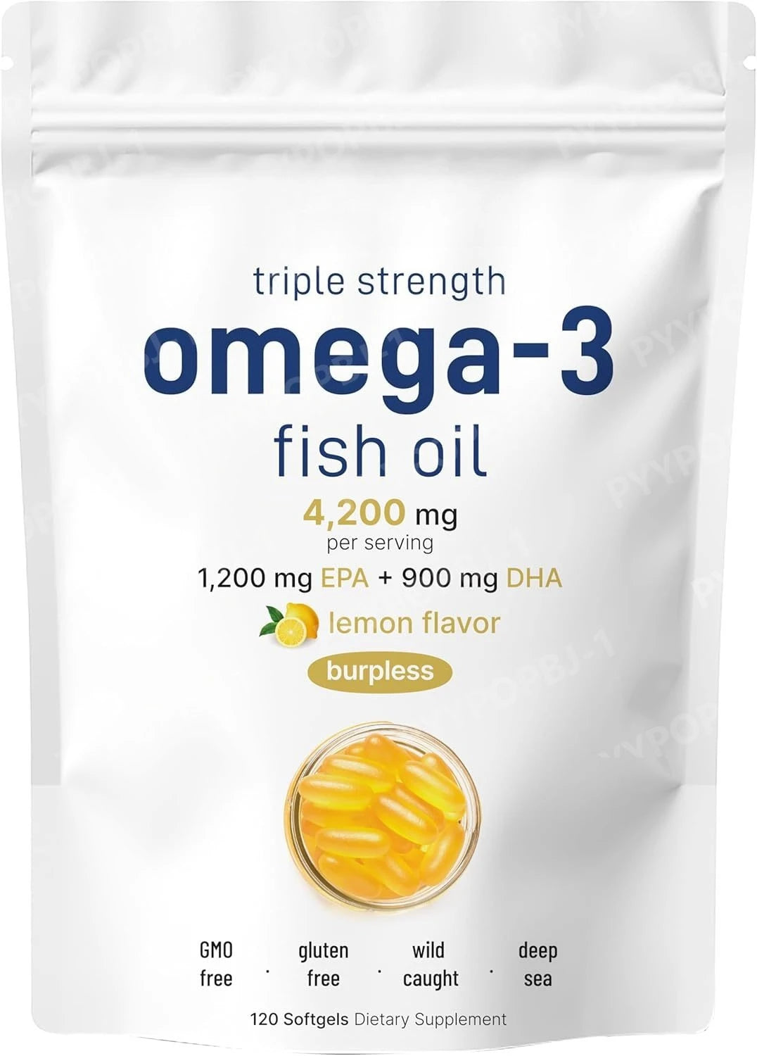 Triple Strength Omega 3 Fish Oil Supplements | Burpless EPA Formula