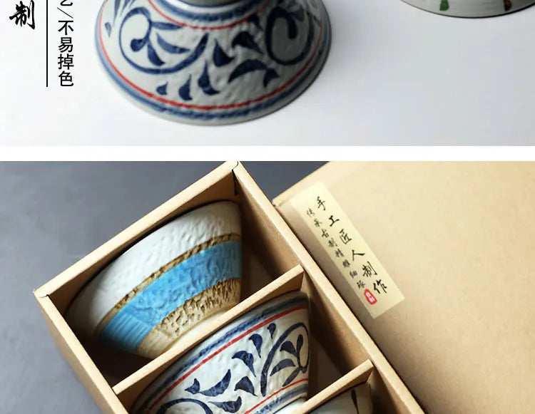 Hand-Painted Rice Bowl Set | Japanese-Style Ceramic Tableware