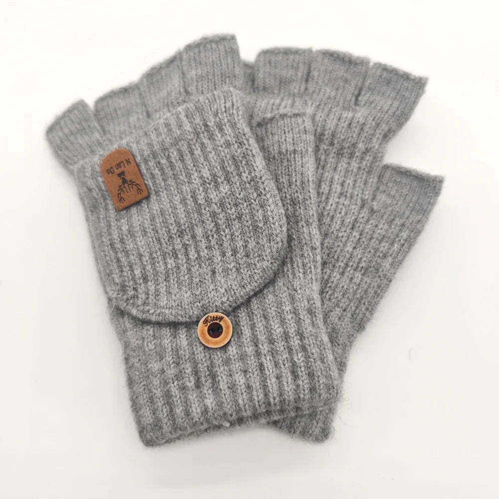 Half Finger Winter Gloves | Convertible Fingerless Mittens for All