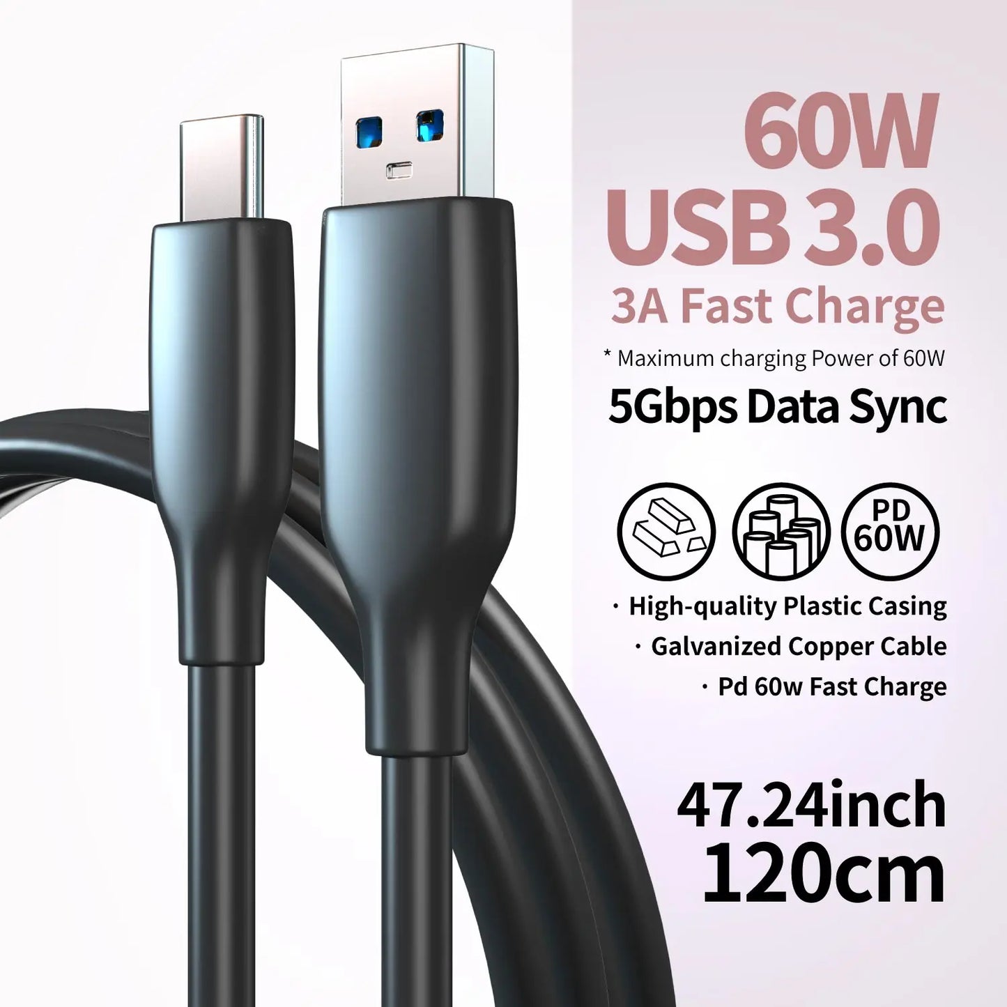 60W USB C Charging Cable | Fast Data Transfer & Quick Charge
