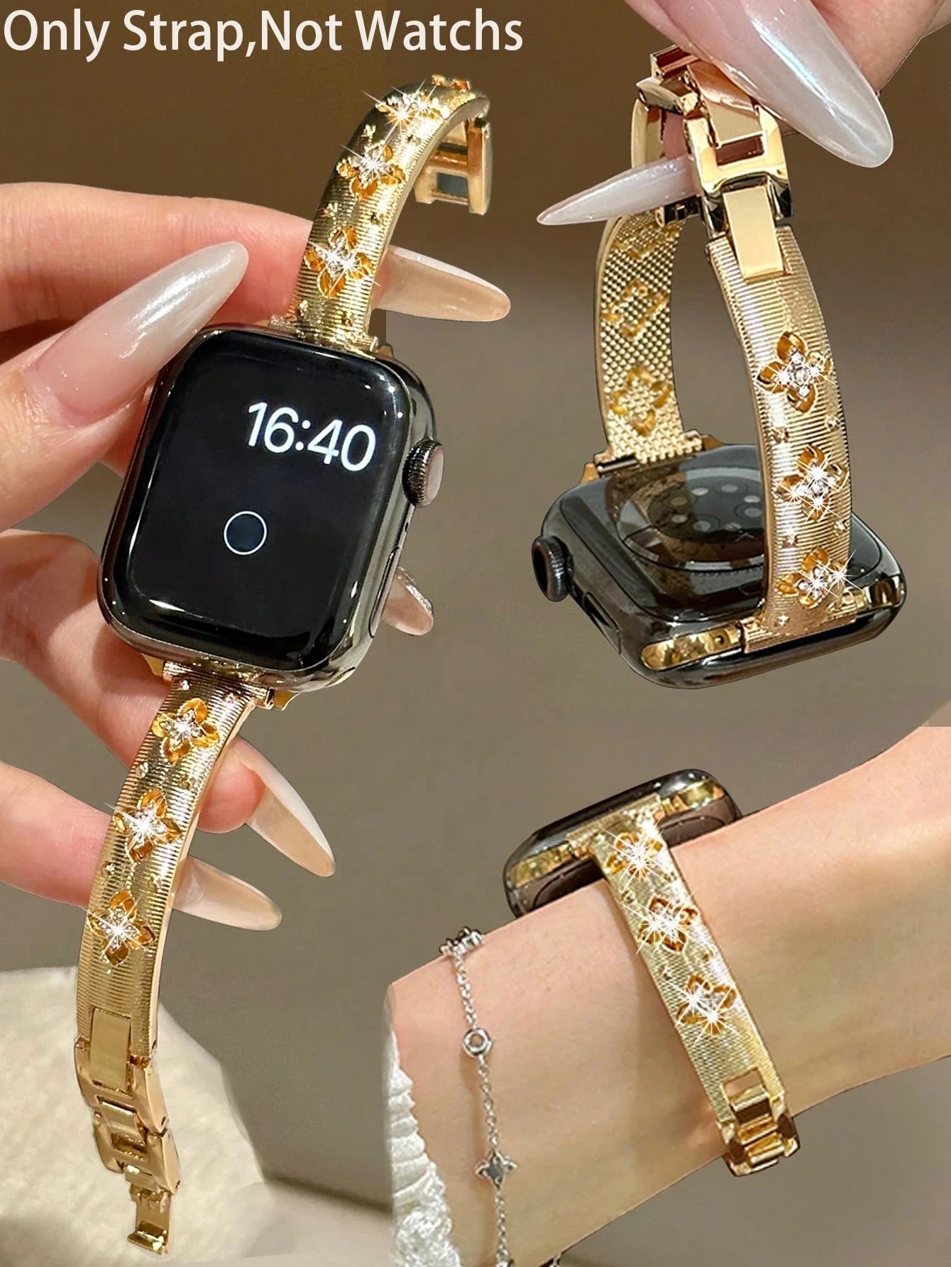 Elegant Gold Stainless Steel Bracelet | Stylish Watch Band Compatible
