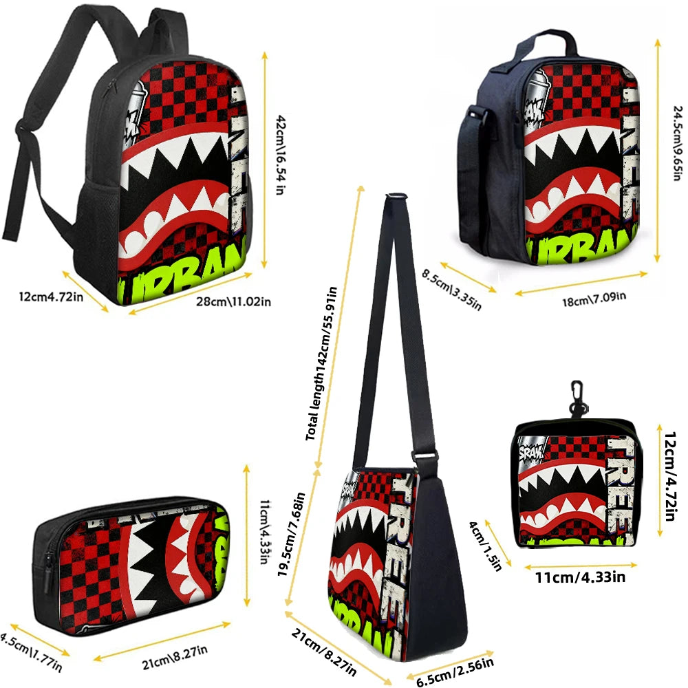 Trendy Shark Graphic Backpack Set | Perfect for School Adventures