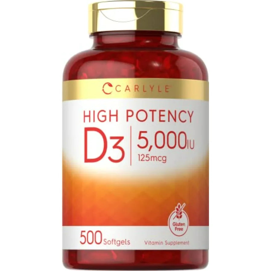High Potency Vitamin D3 5000 IU Softgels | Non-GMO & Gluten Free